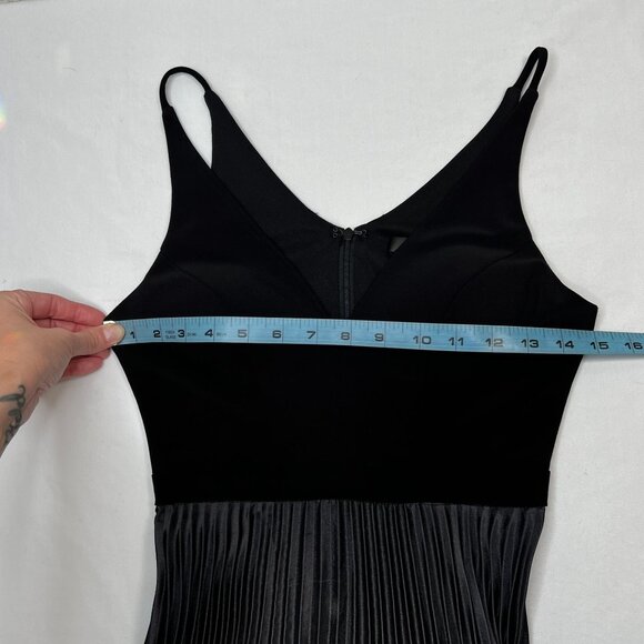 Aqua Pleated Shimmer Gown Black Silver Purple Metallic Maxi Dress Sleeveless 0 - Picture 9 of 15